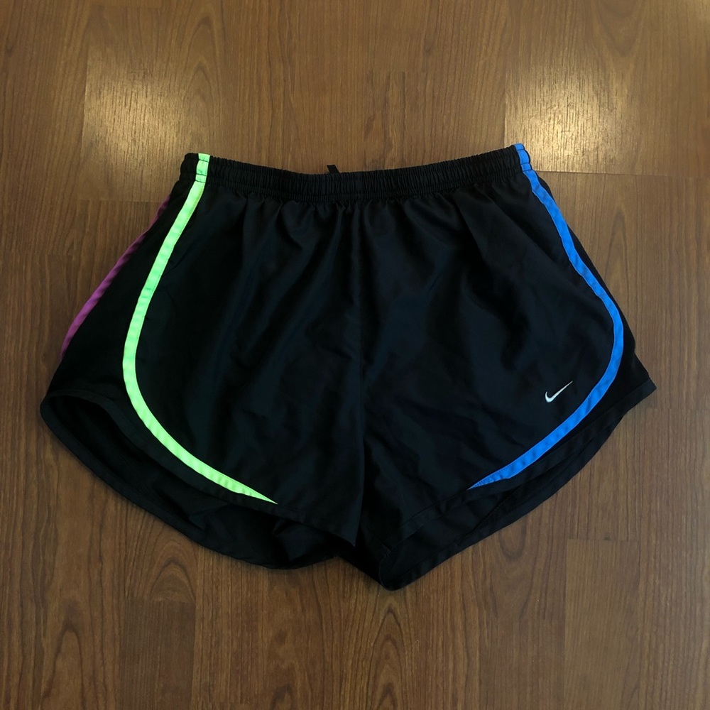 Black and multicolored trim Nike tempo shorts
